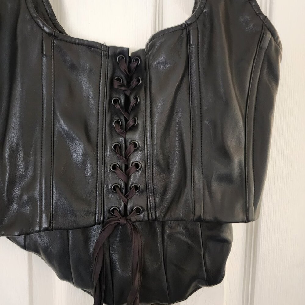 Better Than Leather Black Lace-Up Corset by Good American | X-Large - Picture 2 of 5